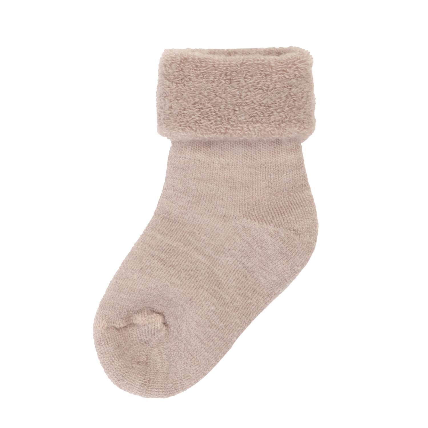 Wool socks w fold cuff, terry